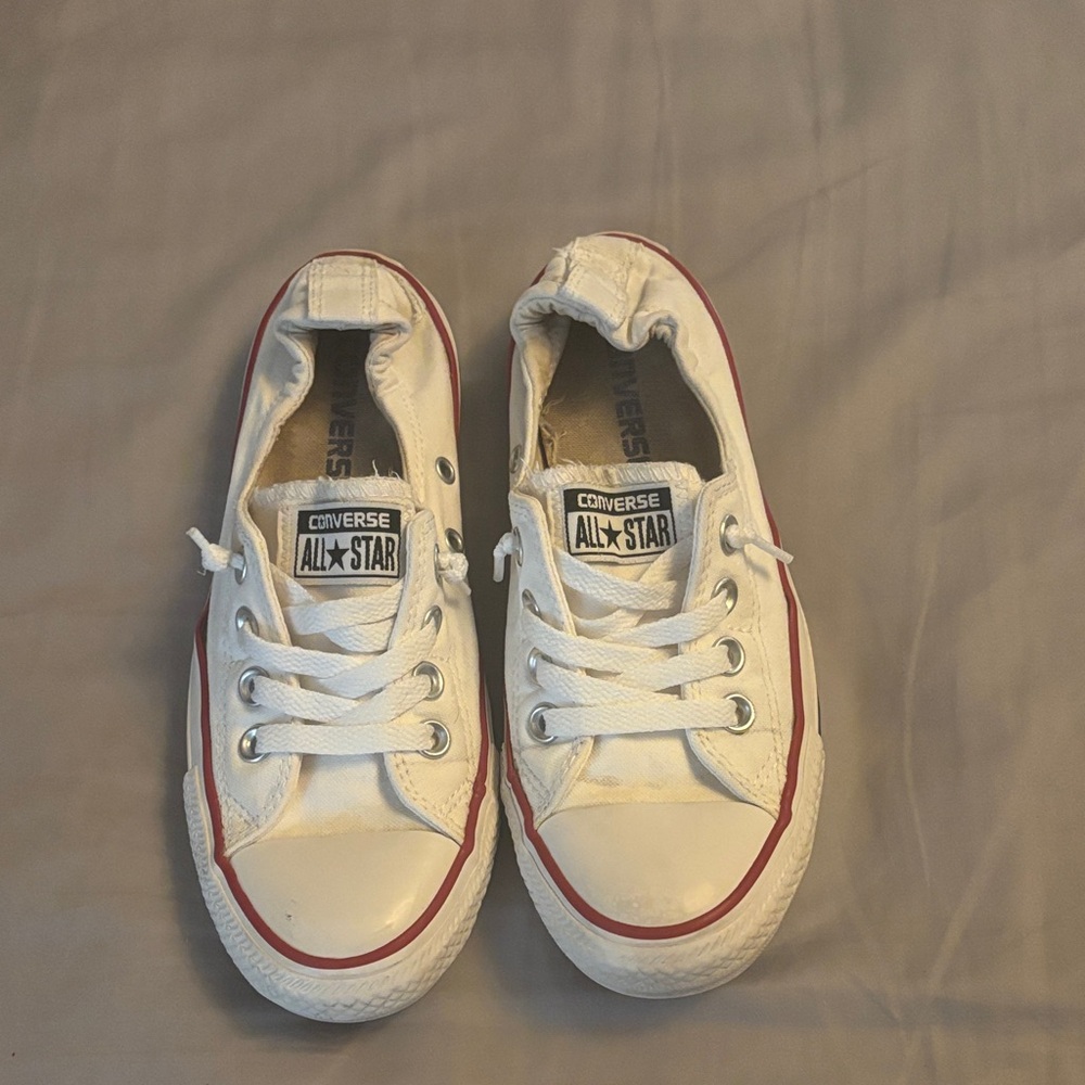 Converse All Star White Sneakers with Red Accents